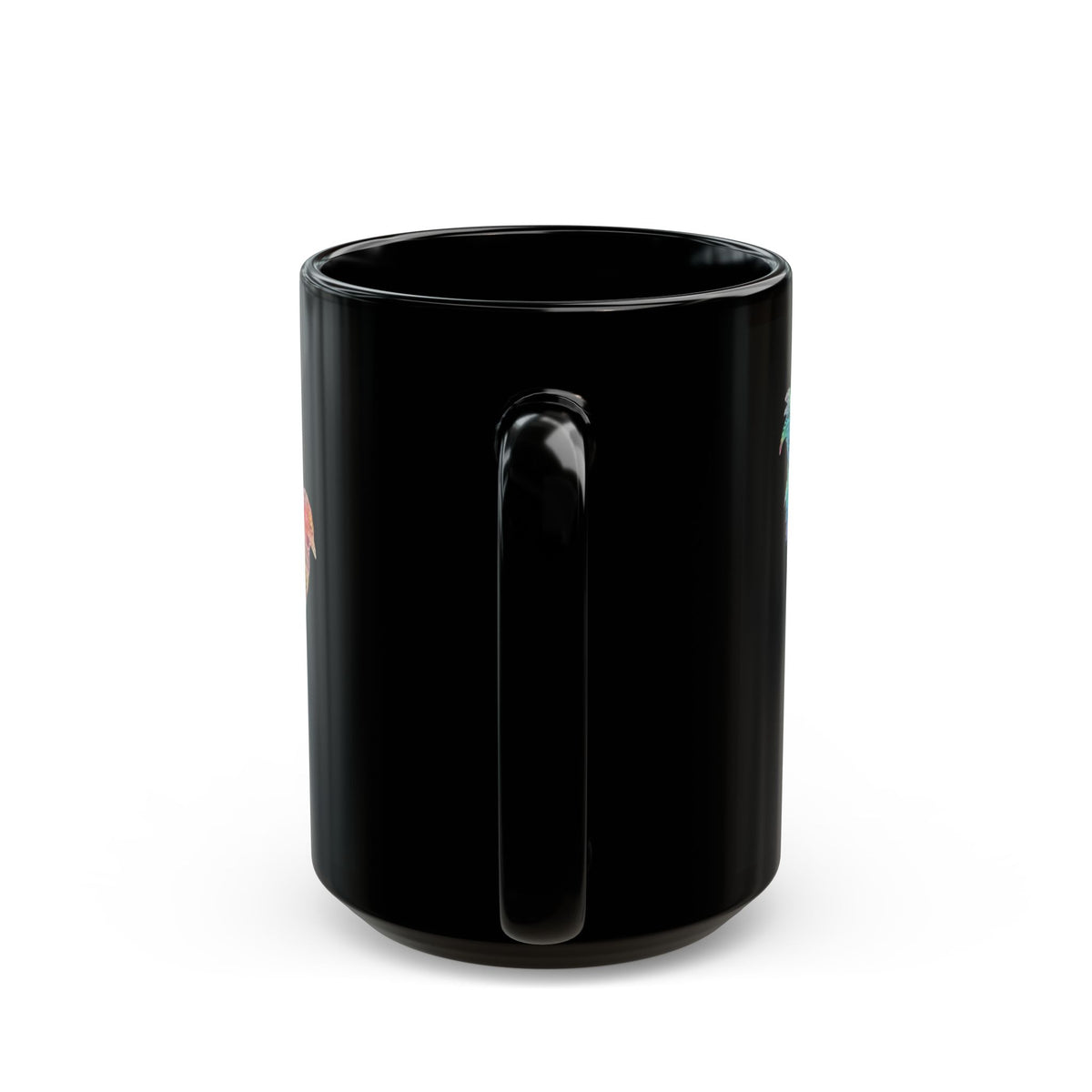 Black Mug (11oz, 15oz) - Laser Rooster Neon Polygon Design