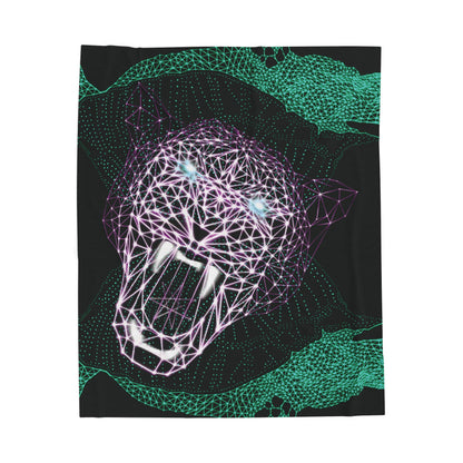 Plush Blanket - Fierce In Your Face Neon Polygon Design, Soft Throw for Home Decor, Cozy Gift, Warm Blanket, Cyberpunk Style