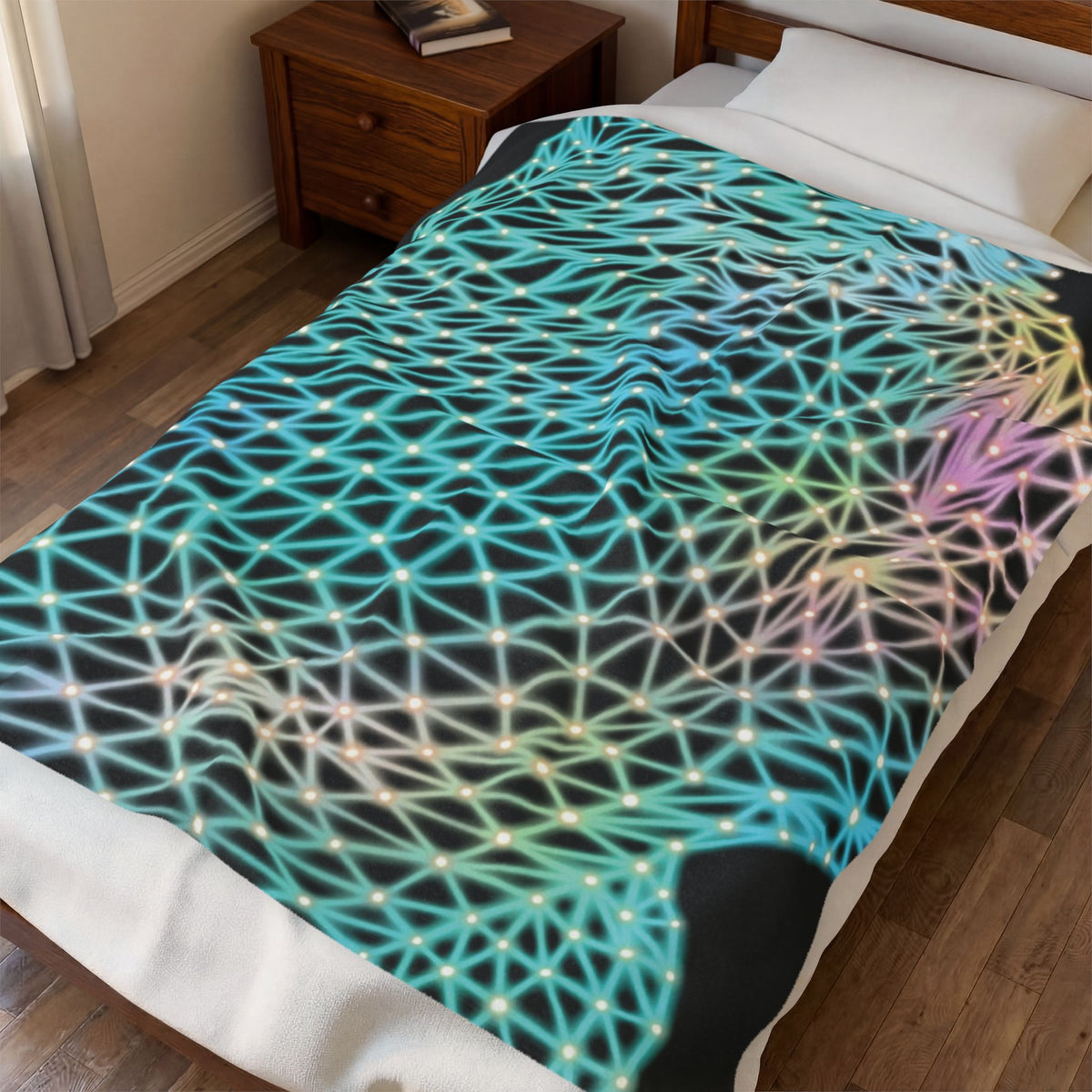 Plush Blanket - Ain’t Nothing Neon Polygon Design, Soft Throw for Home Decor, Cozy Gift, Warm Blanket, Cyberpunk Style
