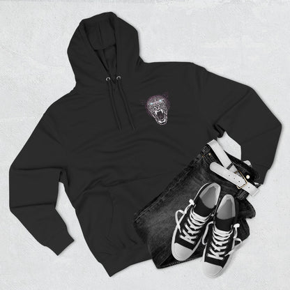 Roaring Geometric Panther Hoodie — Futuristic Wireframe Cat Graphic
