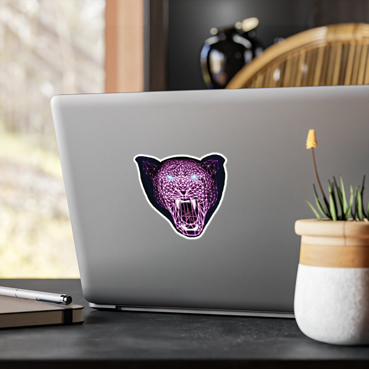Vinyl Sticker/Decal - Laser Panther Neon Polygon Design, Kiss-Cut - Bold Stickers for Home Decor, Car Accessories, Gifts, and Urban Art!