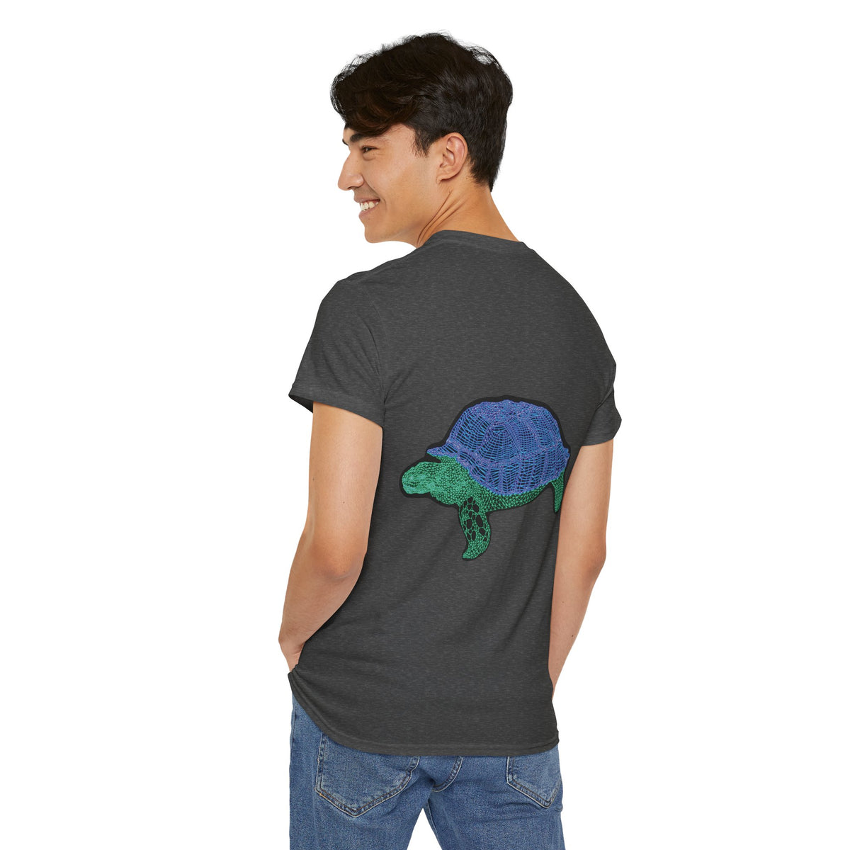 Unisex T-Shirt - Laser Tortoise In A Half Shell Neon Polygon Design - Casual Wear, Gift for Reptile Lovers, Animal Lovers Apparel, Unique Streetwear